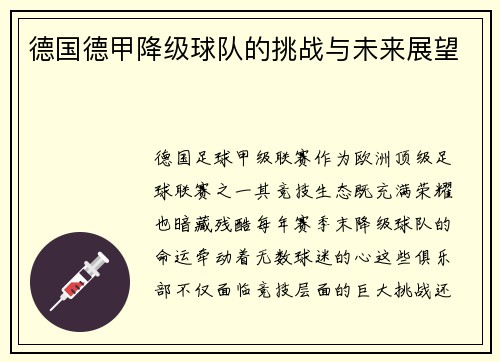 德国德甲降级球队的挑战与未来展望
